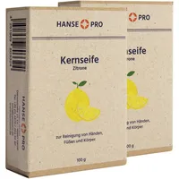 HANSE PRO Kernseife – Naturseife auf Pflanzenölbasis, vegane & palmölfreie Seife ohne Zusatzstoffe, erfrischend & hautschonend für empfindliche Haut - einzeln im Karton verpackt (2, Zitrone)