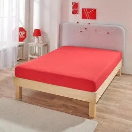 BettwarenShop Spannbettlaken Jersey-Elasthan 120 x 200 - 130 x 220 cm rot
