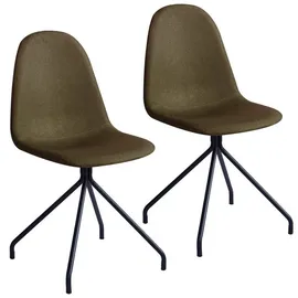Svita 2er Set Esszimmerstühle Metallbeine Polsterstuhl Polyester Oliv