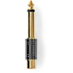 Nedis Mono-Audio-Adapter - 6.35 mm Stecker - Cinch Buchse - Vergoldet - Gerade - Metall - Metall - 1 Stück - Box