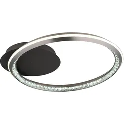 GLOBO LIGHTING LED Deckenleuchte "ALAINA", grau (grau matt), Lampen, Deckenlampe, Kristalle, Wohnbereich, rund