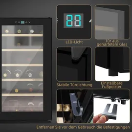 Homcom Weinkühlschrank 65 L Getränkekühlschrank für 24 Flaschen, 5-20°c, Schwarz
