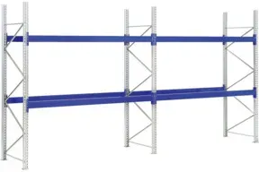 Bito Paletten-Komplettregal-Set P1 mit 2 Ebenen H2500xT1100xL11400 mm 600 kg, unmontiert enzianblau