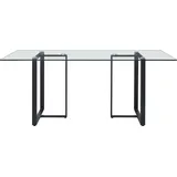 6-Sitzer Esstisch aus gehärtetem Glas und Edelstahl - transparent und schwarz - NILESA - Transparent/Schwarz
