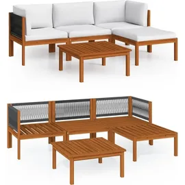 vidaXL Garten-Lounge-Set 5-tlg. cremeweiß Akazie