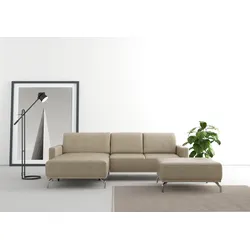 Ecksofa SIT & MORE "Bailando L-Form", beige, B:251cm H:84cm T:163cm, Sofas, wahlweise mit Kopfteilverstellung und Vorziehsitz, motorisch