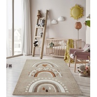 the carpet Monde Kids Moderner Weicher Kinderteppich, Weicher Flor, Pflegeleicht, Farbecht, Lebendige Farben, Regenbogen Muster, Beige, 80 x 150 cm