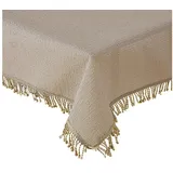 Haus und Deko Tischdecke Tischdecke Gartentischdecke oval Weichschaum rutschfest Outdoor PVC (1-tlg) beige 140 cm x 180 cm