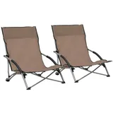 vidaXL Klappbare Strandstühle 2 Stk. Taupe Stoff