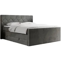 MKS Meble Boxspringbett Dunkelgrau, Textil, 2-Sitzer, H4, Rechteckig, 180x200 cm, Schlafzimmer, Betten, Boxspringbetten