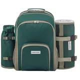 anndora Picknickrucksack Rucksack + 11 TLG. Zubehör f. 2 Personen + Picknickdecke - grün