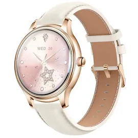 Colmi L28 BT 40 mm Edelstahlgehäuse gold Lederarmband gold One Size