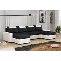 Fun Möbel Wohnlandschaft Schlafsofa Sofa HEDVIG LUX Kunstleder/Stoff Weiß- Schwarz