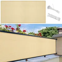 Balkon Sichtschutz Ohne Bohren 40 x 300 cm Windschutz Sonnenschutz Balkonumspannung Balkonschutz Reißfest, mit Ösen Kabelbinder Sichtschutz für Balkon Terrasse, Creme Farben