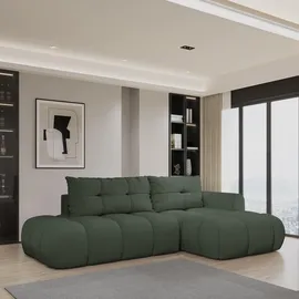 masseno Ecksofa Polyester mit Schlaffunktion L-Form Grün