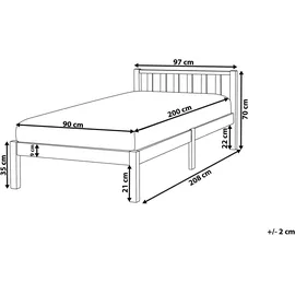 Beliani Bett, Florac 90 x 200 cm)