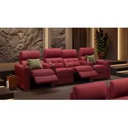 Leder 4-Sitzer Relaxsofa BARI Heimkino Sofa Cinemasofa - Beige