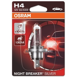 OSRAM H4 Night Breaker Silver (1 Stk.) Glühlampe, Fernscheinwerfer,Glühlampe, Nebelscheinwerfer,Glühlampe, Hauptscheinwerfer 1x  64193NBS-01B