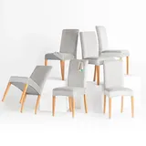 RESTILO Stuhlhussen 6er Set Stretch Stuhlhussen Abnehmbare Waschbare Stuhlbezüge Esszimmerstühle Elastischer Stuhl Überzug für Esszimmer Küche Restaurant Hotel Bankett Hochzeit Party, Sento Grau