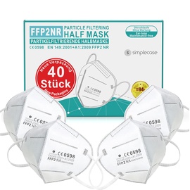 s simplecase Simplecase 40 Stück FFP2 Masken, CE Zertifiziert von offiziell benannter Stelle CE2834/0598, Atemschutzmaske, Partikelfiltermaske