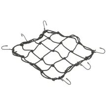 Filmer Gepäcknetz dehnbar – für Velokörbe, Gepäckträger & Einkäufe – 25x25cm (bis 50x50cm dehnbar) – 6 Haken – Gummi-Metall – robust & platzsparend