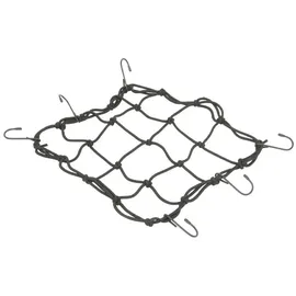 Filmer Gepäcknetz dehnbar – für Velokörbe, Gepäckträger & Einkäufe – 25x25cm (bis 50x50cm dehnbar) – 6 Haken – Gummi-Metall – robust & platzsparend