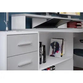 VCM GamerBüro Büromöbel Gamer, 1 Tür, 1 Schublade, 2 Offene Fächer weiß , grau.
