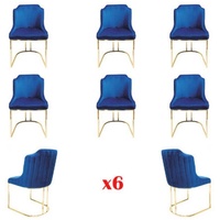 JVmoebel Esszimmerstuhl, Garnitur Set 6x Esszimmer Stuhl Sitz Gruppe Stühle Textil Polster blau