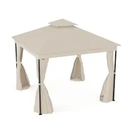 Blumfeldt Mondo Dual Pavillon 3 x 3 m inkl. Moskitonetz Beige