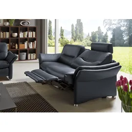 Hukla 2,5-Sitzer HUKLA "HU-SF15058 Ledersofa, Breite 194 cm", blau (torro nightblau), B:194cm H:91cm T:92cm, Sofas, aus Leder, optional Kopfstütze u. WallAway-Funktion