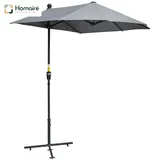 Homaire Sonnenschirm Halbrund 2x2m Wasserdicht Polyester Dunkelgrau Pour Jardin Terrasse Balcon