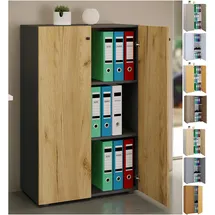 VCM Lona Aktenschrank 70 x 39 x 110 cm anthrazit, honig-eiche