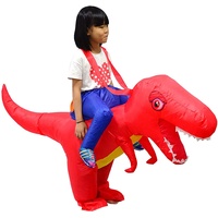 LOLANTA Kinder Dinosaurier Aufblasbares Kostüm Halloween Kostümparty T-Rex Kostüme, Rot, 3-6 Jahre/90-130cm, S