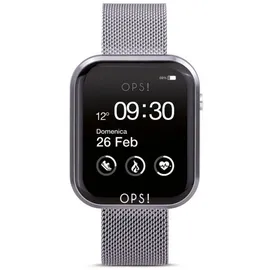 OPS!SMART OPSSW-15 BT 38 mm Edelstahlgehäuse Silber Sportarmband Grau One Size