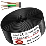 MAS-Premium Erdkabel Deutscher Marken-Elektrokabel Ring zur Verlegung im Erd- und Außenbereich Standard Starkstromkabel (NYY-J 4X2,5 mm2, 10m)