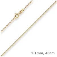 Schmuck Krone Goldkette 1,1mm Panzerkette aus 585 Gelbgold 40cm, Gold 585 goldfarben