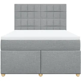 vidaXL Boxspringbett mit Matratze Hellgrau 140x200 cm Stoff
