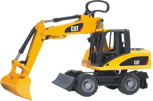 bruder 02445 - Cat Mobilbagger - 1:16 Baustellenfahrzeug Löffelbagger Arbeiter bworld Baumaschine Spielzeug