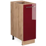 Vicco Apothekerschrank Fame-Line, Bordeaux Hochglanz/Goldkraft Eiche Rot modern 30 cm ohne Arbeitsplatte