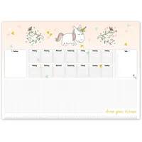 PRIMUS PRINT - Einhorn Schreibtischunterlage Papier - DIN A2 Unterlage Schreibtisch - Abreißblock - 80g Dickes Naturpapier - Stabiler Papprücken - 25 Blatt - [ Motiv: Einhorn ohne Fußleiste ]