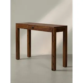 KADIMA DESIGN Schreibtisch 118x40x76 cm Massivholz Computertisch mit Schublade, Homeoffice Bürotisch Massiv Schmal Platzsparend, Holztisch Laptoptisch