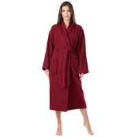Ladeheid Damen Frottee Bademantel aus 100% Baumwolle Waffelpiqué LA40-227 (Burgunderrot (D17), XL) - XL