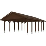 SKANHOLZ Skan Holz Wallgau - Satteldach Doppelcarport Breite 620 cm Gr. 3 - 620 x 900 cm Dachlattung nussbaum Holzcarport