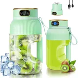 Tragbarer Mixer, 1200ML USB Wiederaufladbar Mixer, Smoothie Maker to go, Wiederaufladbarer Elektrischer Entsafter Fruchtsaft, Grün - Grün
