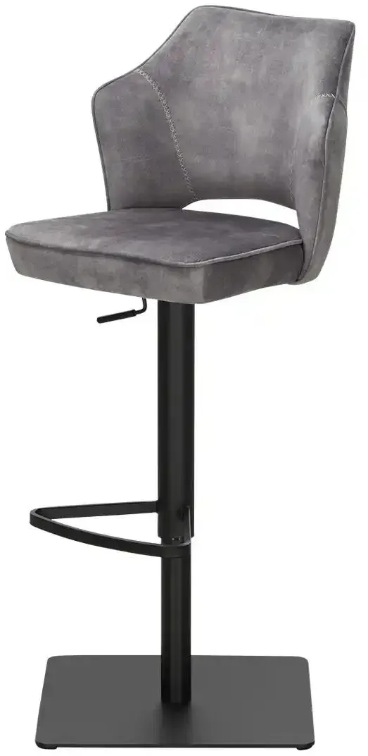 Primo Barhocker in samtigem Velours Ginger ¦ grau ¦ Maße (cm): B: 47,5 H: 112,5 T: 51.0