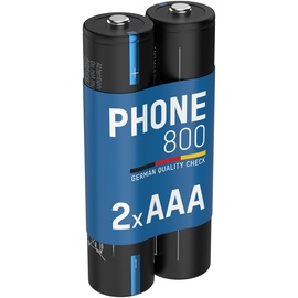 Ansmann Wiederaufladbare Akkus HR03 Phone 800 mAh (2er-Pack) — DECT-Batterien für schnurloses Telefon oder Babyphone — Schnelllade-Akkus und Akkus mit geringer Selbstentladung