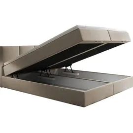 Trada Boxspringbett 140x200 mit Bettkasten Bonell H3 mit Topper Beige -
