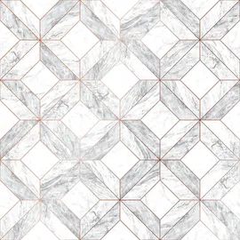 CONTOUR Vliestapete Marble Marquetry White Rose Gold 10,05 x 0,52 m
