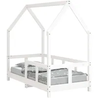 vidaXL Kinderbett Hausbett 70 x 140 cm Kiefer massiv weiß