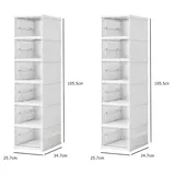 Faltbare Schuhaufbewahrung 6 Ebenen - Transparente Schuhbox 2er Set - Stapelbar - Staubdicht - Sneaker Organizer - Kunststoff